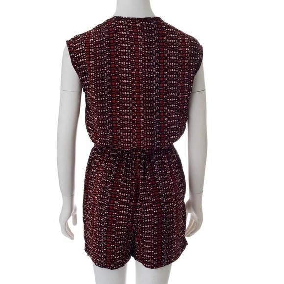 SANDRO PARIS Ikat Romper with Halter Detail, Black Red, Sandro Size 2, US Medium - Picture 2 of 13